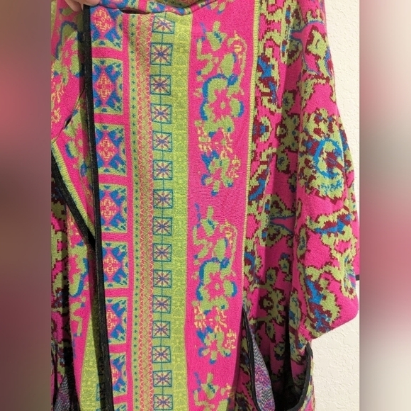 Anthropologie Freeway Colorful Oversized Sweater Cardigan Cape Maximalist Retro - Picture 6 of 14